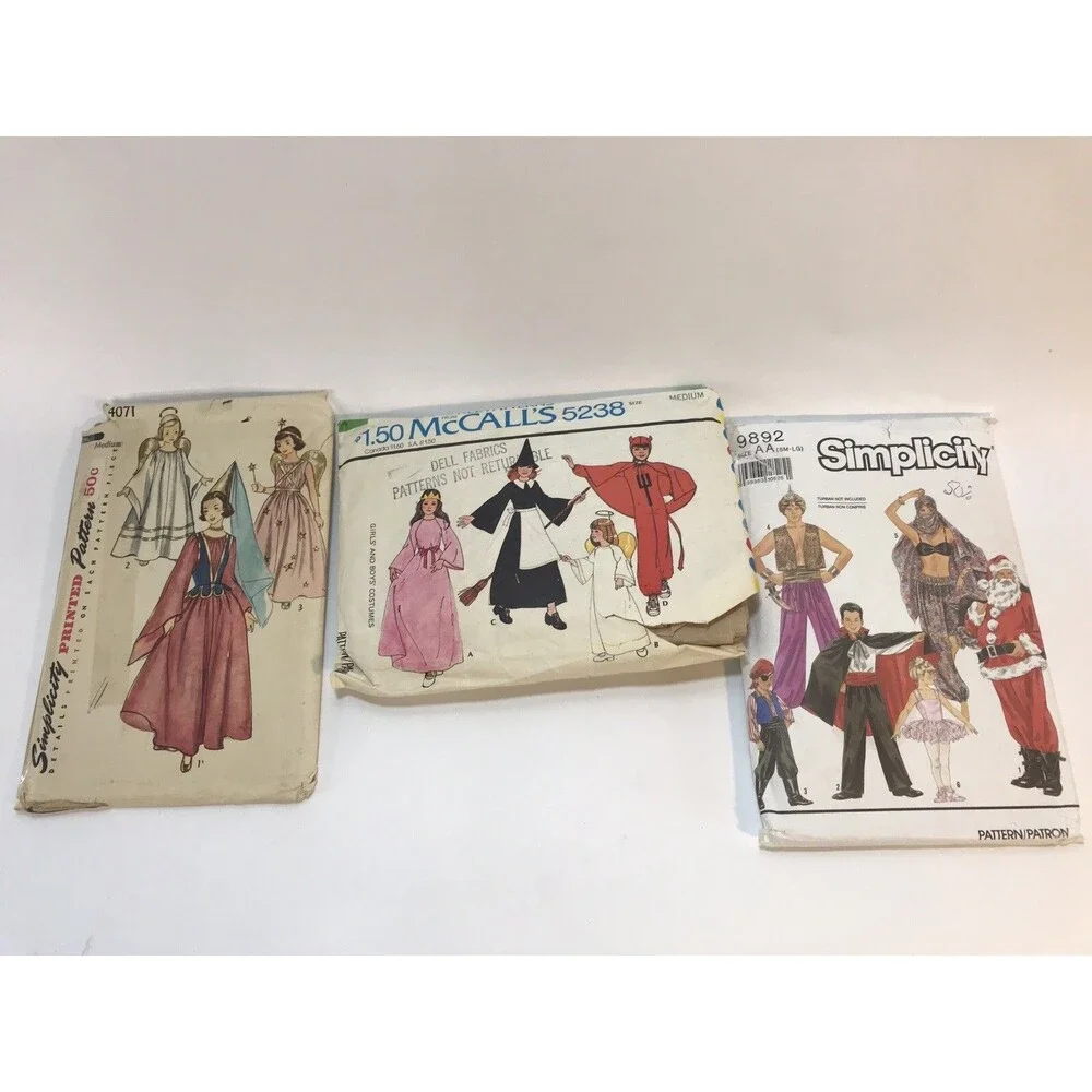 Lot of 14 Kids Sewing Pattern Halloween Costumes, some are vintage, cut & uncut